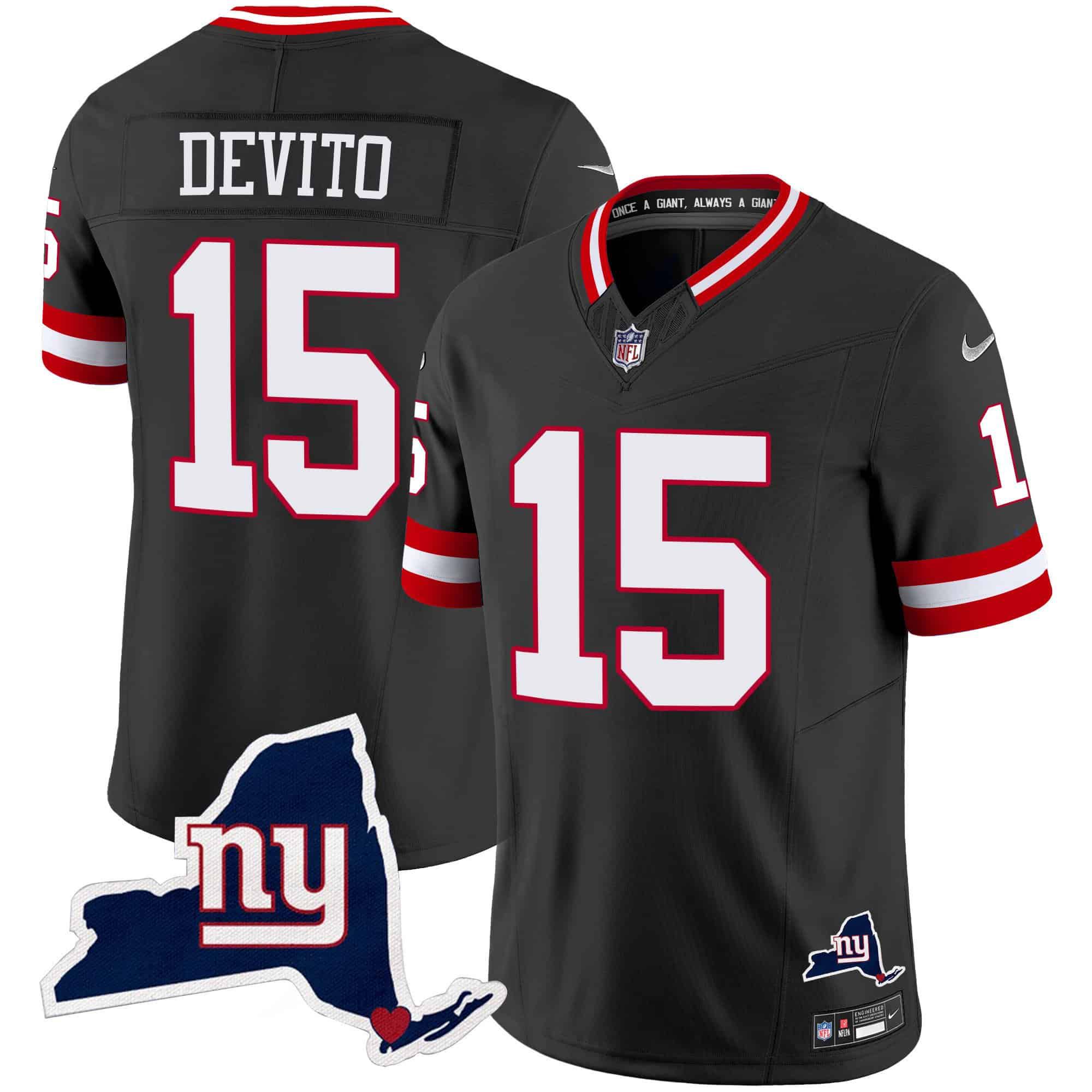 Men New York Giants #15 Devito Black 2024 Nike Map Patch Limited NFL Jersey style 1->indianapolis colts->NFL Jersey